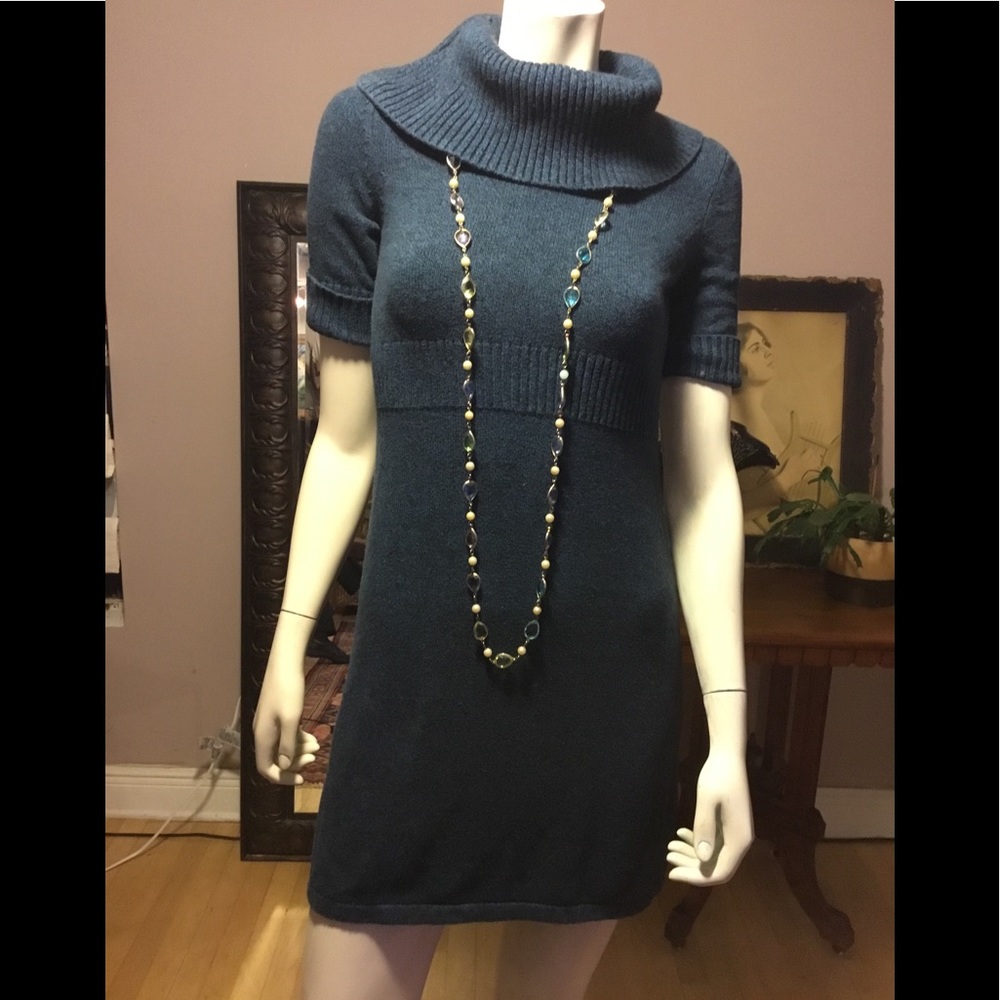 Ann Taylor XS short sleeve blue sweater dress